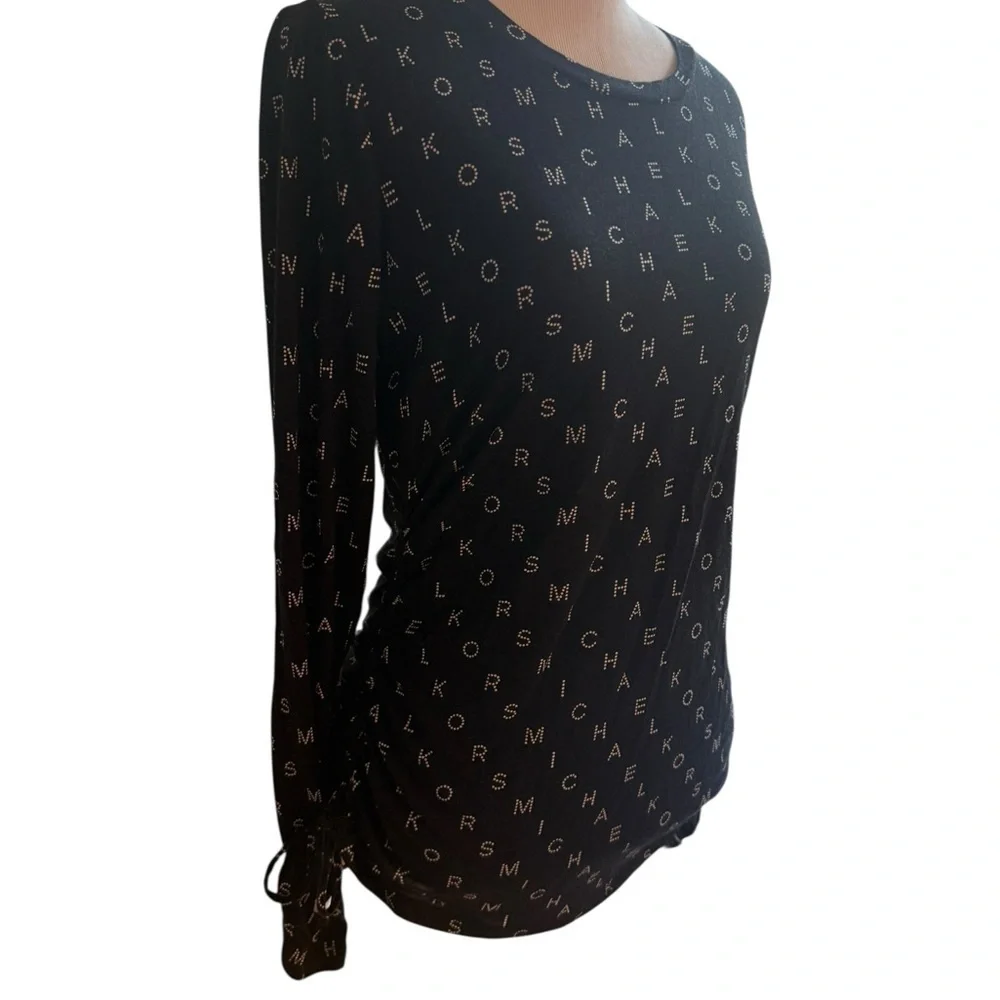 Michael Kors Black Ruched Long Sleeve Blouse